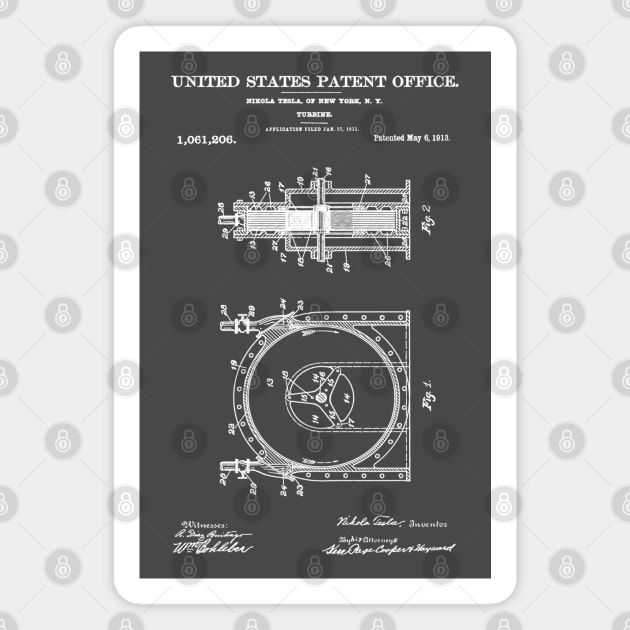 Tesla Turbine Patent White Magnet by Luve